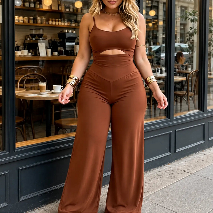 Florenza | Wide Leg Jumpsuit – Sleeveless Cutout Design for Women