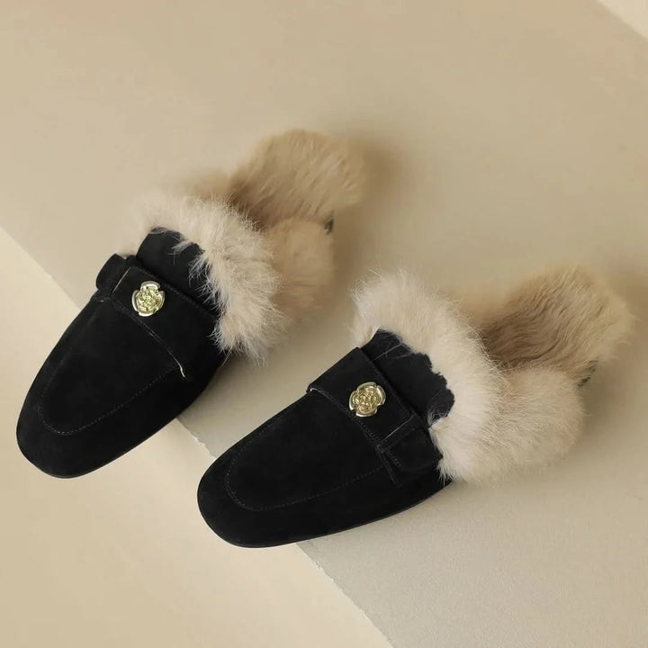 Velora | Suede Shearling Mules – Luxurious Comfort for Women