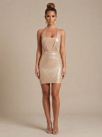 Daisy | Dazzling And Glamorous Sequin Halter Party Mini Dress