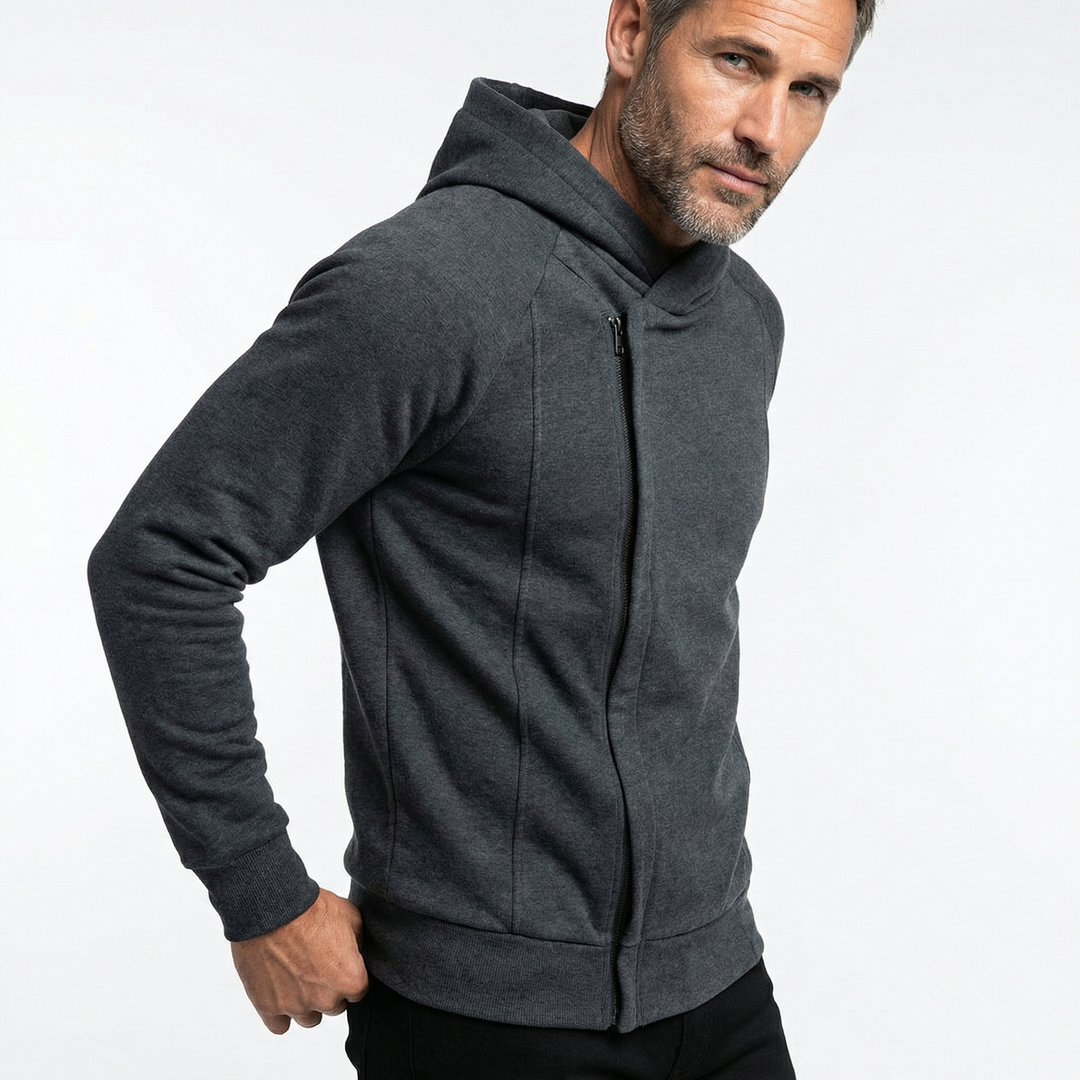 CROSSFIELD | Asymmetric Zip Hoodie – Modern Urban Style for Men