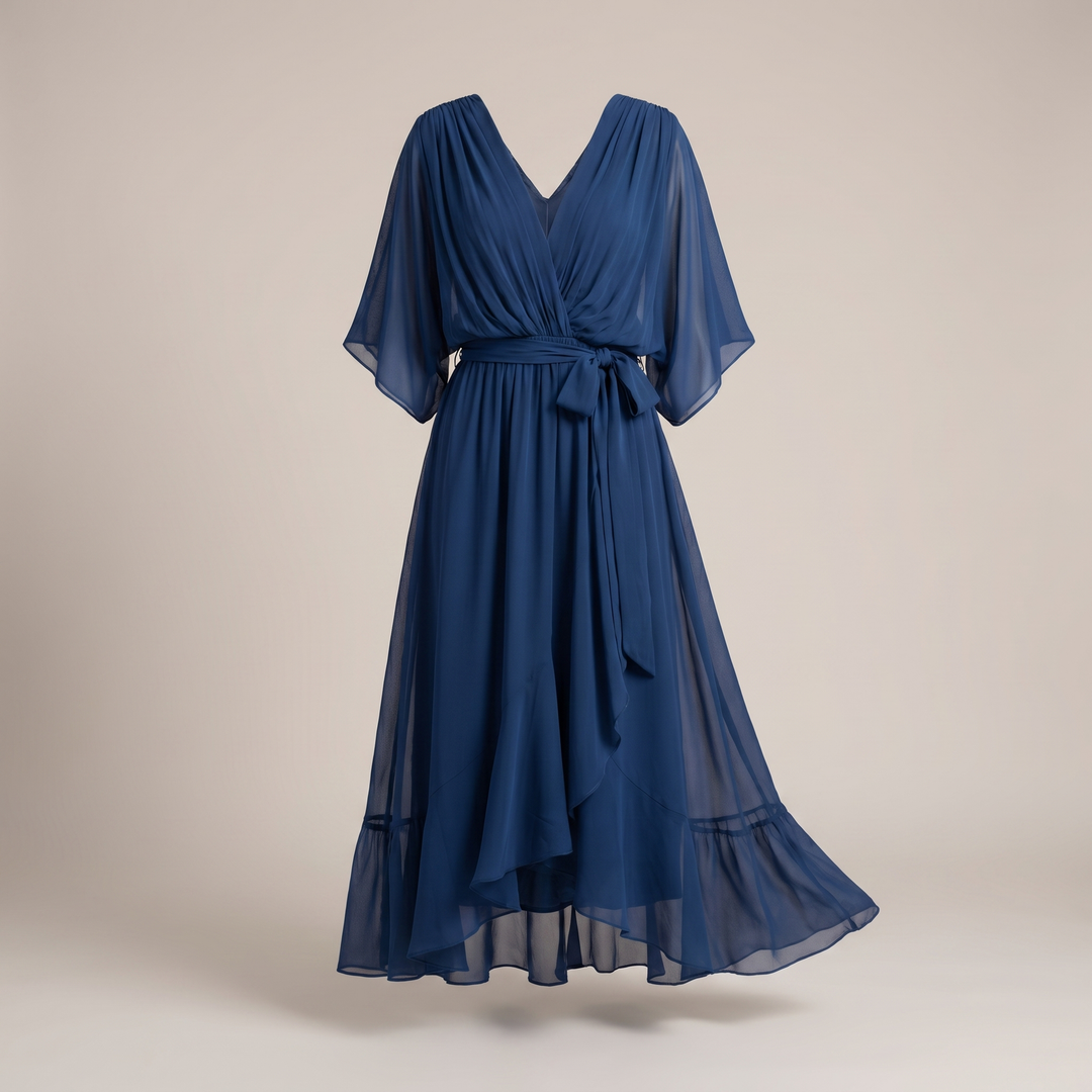 Anwen | V-Neck Midi Dress for Women – Graceful Airy Fit