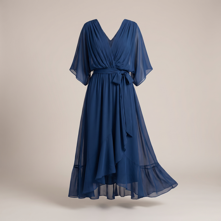 Anwen | V-Neck Midi Dress for Women – Graceful Airy Fit