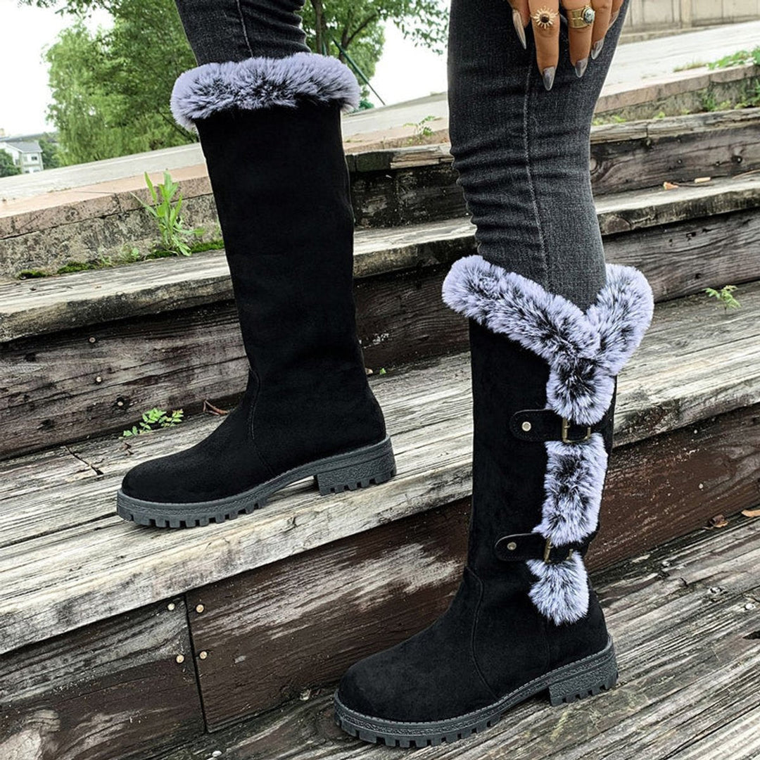 Sophie | Kuschelige und stilvolle kniehohe Stiefel mit Fellbesatz