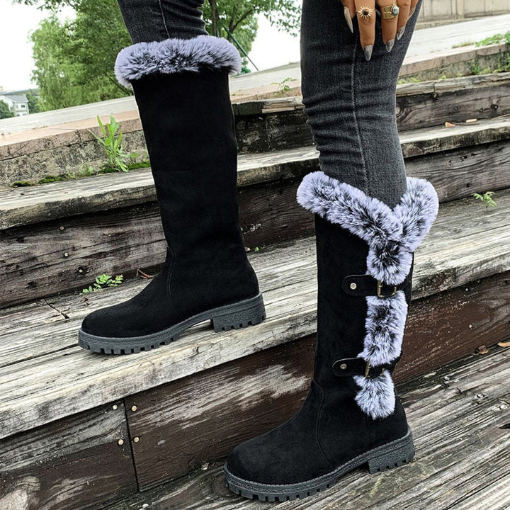 Sophie | Kuschelige und stilvolle kniehohe Stiefel mit Fellbesatz