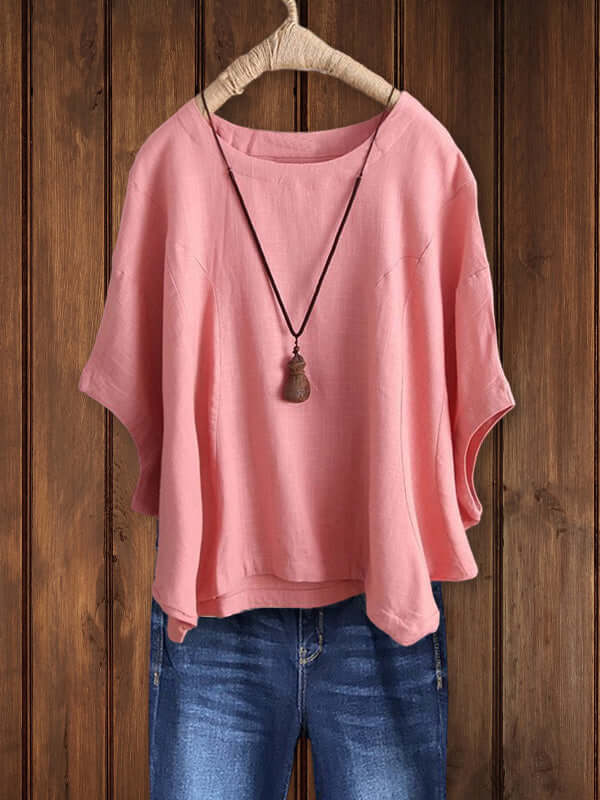 Nora | Relaxed Round Neck Dolman Sleeve Tunic Top
