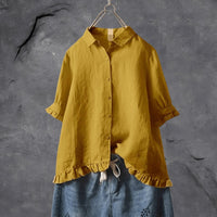 Katharina | Stylish and Comfortable Collared Ruffle-Hem Blouse