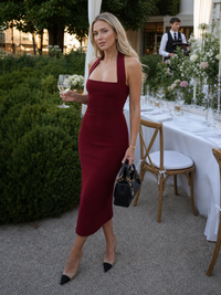Grace | Elegant And Comfortable Halter Neck Fitted Midi Dress
