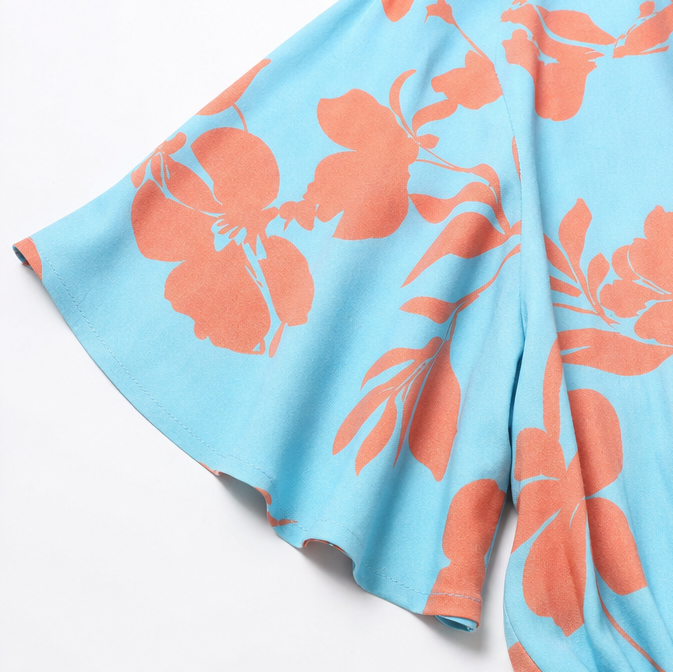 Solventa | Vacation Dress – V-Neck Flutter Sleeve with Drawstring Waist