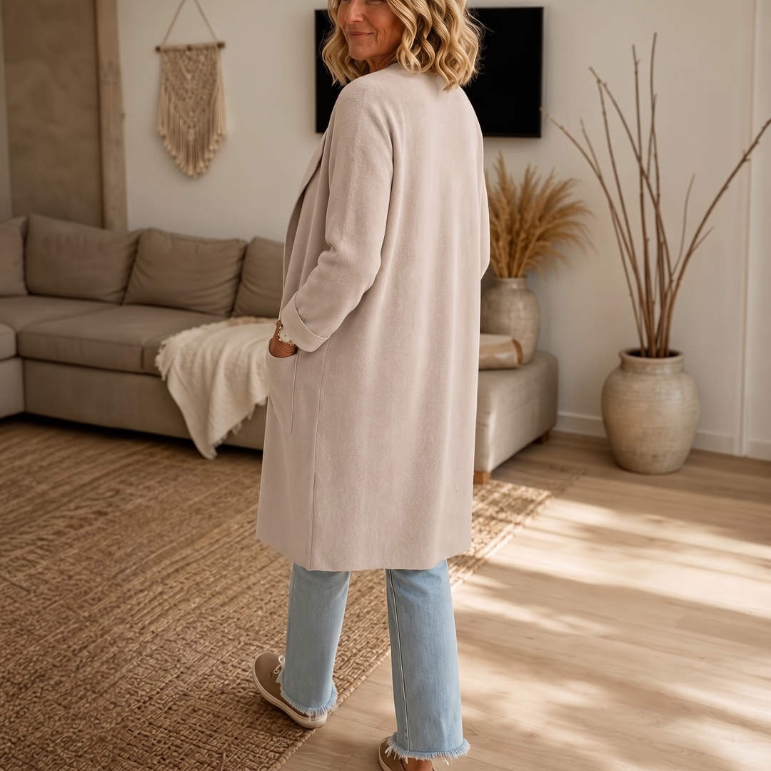 Draperie | Open-Front Longline Coat – Soft Wool-Look Style
