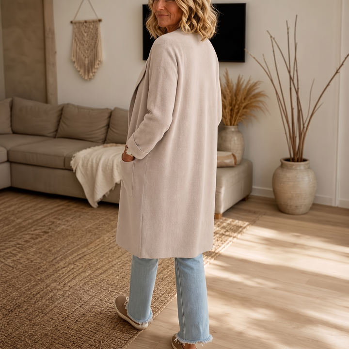 Draperie | Open-Front Longline Coat – Soft Wool-Look Style