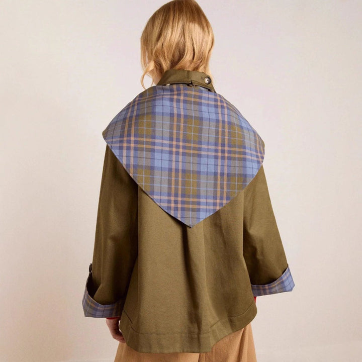 Olivia | Stylish And Trendy Check Collar Trench Coat