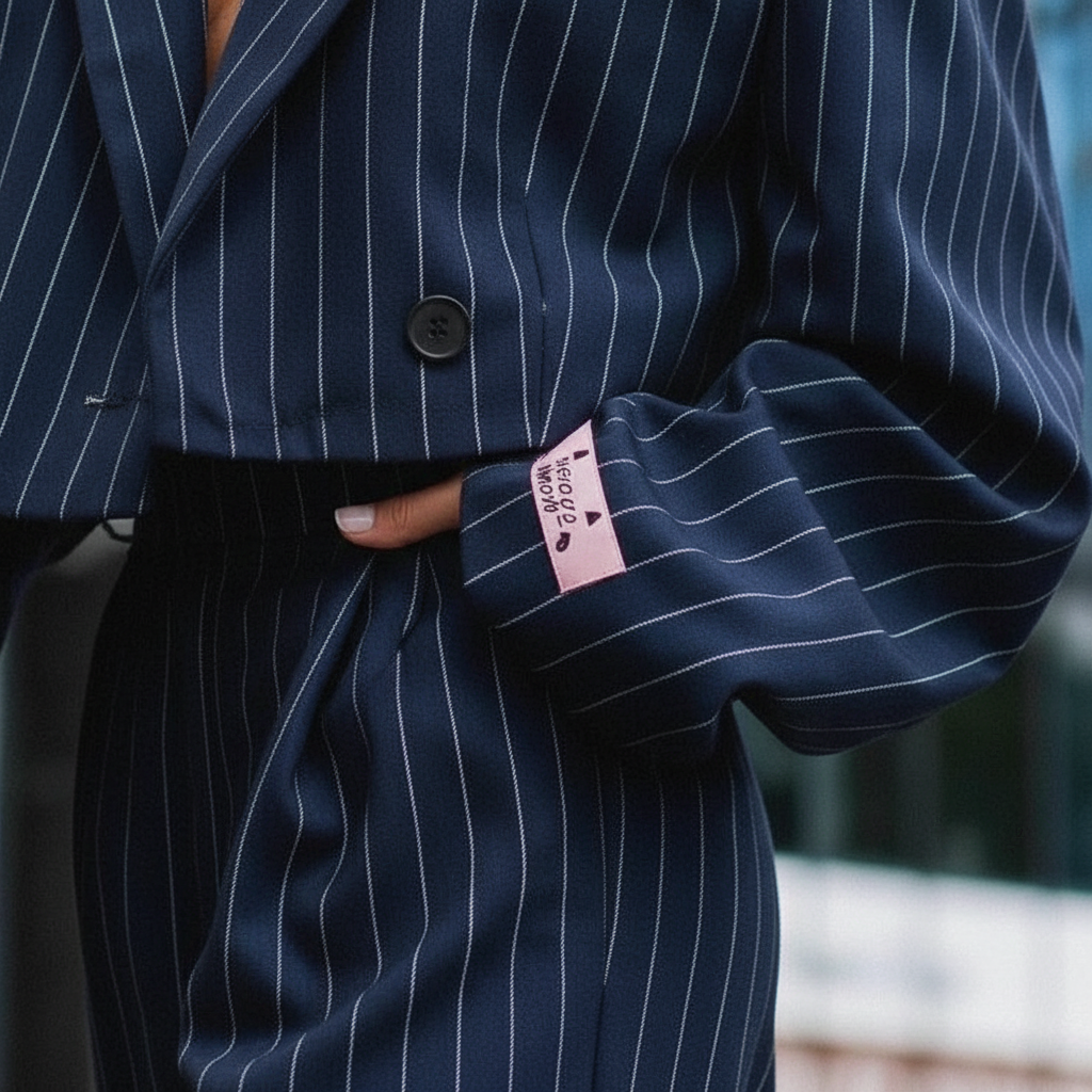 Isla | Women's Striped Blazer and Wide-Leg Trouser Set